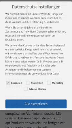 Vorschau der mobilen Webseite www.apt-alu-products.com, APT Hiller GmbH