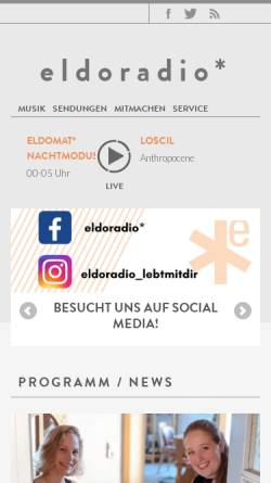 Vorschau der mobilen Webseite www.eldoradio.de, Eldoradio 93.0