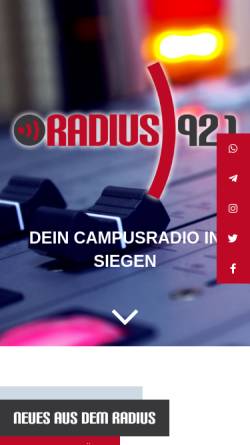 Vorschau der mobilen Webseite www.radius921.de, Radius 92.1
