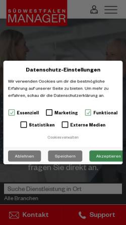 Vorschau der mobilen Webseite www.suedwestfalen-manager.de, Südwestfalen Manager