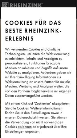 Vorschau der mobilen Webseite www.rheinzink.de, Rheinzink® GmbH & Co. KG