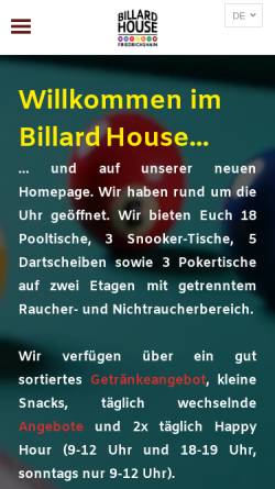Vorschau der mobilen Webseite www.billardhouse.com, Billard House Friedrichshain