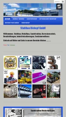 Vorschau der mobilen Webseite stahlbau-dickopf.de, Stahlbau Dickopf GmbH