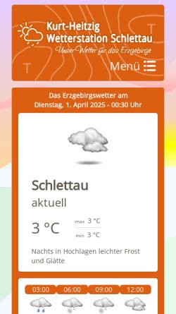 Vorschau der mobilen Webseite www.wetterfrosch-erzgebirge.de, Kurt-Heitzig-Wetterstation in Schlettau