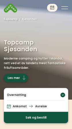 Vorschau der mobilen Webseite www.sjosanden-feriesenter.no, Mandal, Sjøsanden Ferienanlage.