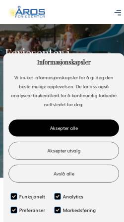 Vorschau der mobilen Webseite www.aaros.no, Søgne, Åros Feriencenter.
