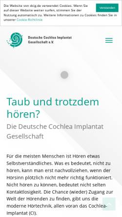Vorschau der mobilen Webseite dcig.de, Deutsche Cochlear Implant Gesellschaft e.V.