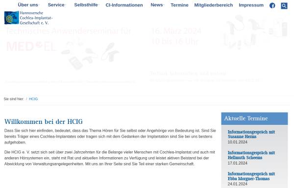 Vorschau von www.hcig.de, Hannoversche Cochlear-Implant-Gesellschaft e.V. (HCIG)