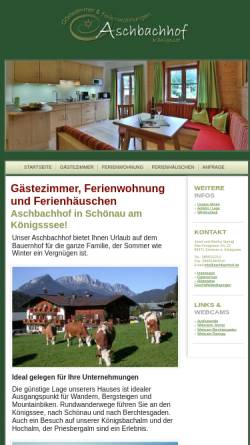 Vorschau der mobilen Webseite www.aschbachhof.de, Gästehaus Aschbachhof