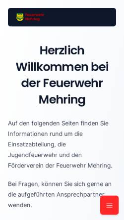 Vorschau der mobilen Webseite www.feuerwehr-mehring.de, Freiwillige Feuerwehr