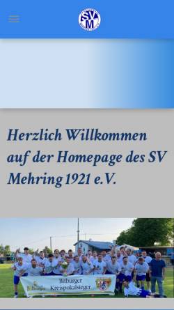 Vorschau der mobilen Webseite www.sv-mehring.de, Sportverein Mehring 1921 e.V.