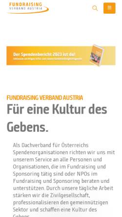 Vorschau der mobilen Webseite www.fundraising.at, Fundraising Verband Austria