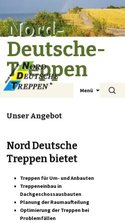 Vorschau der mobilen Webseite nord-deutsche-treppen.de, Nord Deutsche Treppen, Detlef Behncke
