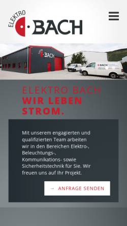 Vorschau der mobilen Webseite www.elektro-bach.de, Elektro Bach GmbH