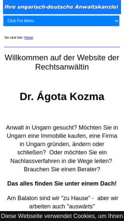Vorschau der mobilen Webseite www.anwalt-in-ungarn.de, Dr. Ágota Kozma