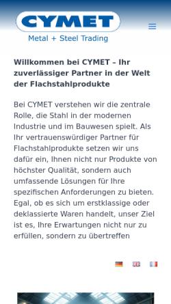 Vorschau der mobilen Webseite cymet.de, Cymet Metal + Steel Trading e.K.