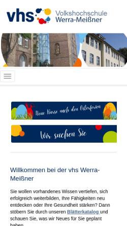 Vorschau der mobilen Webseite www.vhs-witzenhausen.de, Volkshochschule Witzenhausen e. V.