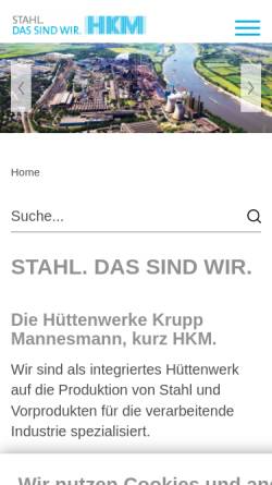 Vorschau der mobilen Webseite www.hkm.de, HKM Hüttenwerke Krupp Mannesmann GmbH
