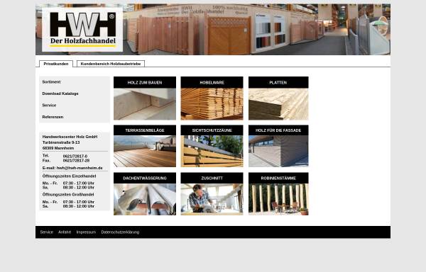 Vorschau von www.hwholz.de, Handwerkscenter Holz GmbH