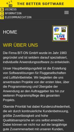 Vorschau der mobilen Webseite www.bit-on.de, Bit-On GmbH