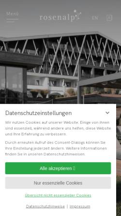Vorschau der mobilen Webseite www.rosenalp.de, Kur-und Sporthotel Allgäuer Rosen Alp GmbH
