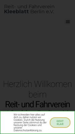 Vorschau der mobilen Webseite www.reitverein-kleeblatt-berlin.de, Reit- und Fahrverein Kleeblatt Berlin e. V.
