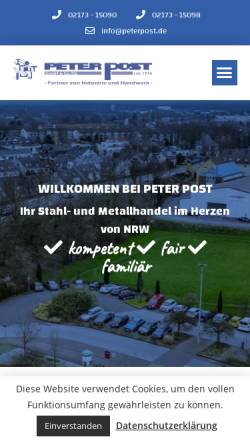 Vorschau der mobilen Webseite www.peterpost.de, Peter Post GmbH & Co. KG