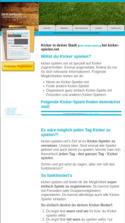 Vorschau der mobilen Webseite www.kicker-spielen.net, Kicker spielen