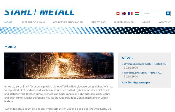 Vorschau von www.stahl.ch, Stahl + Metall AG