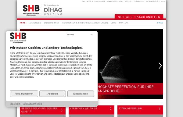 Vorschau von www.shb-guss.de, Stahl- und Hartgusswerk Börsdorf GmbH