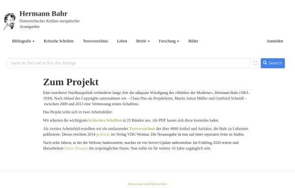 Vorschau von www.univie.ac.at, Hermann Bahr: Österreichischer Kritiker europäischer Avantgarden