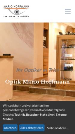 Vorschau der mobilen Webseite www.optik-mario-hoffmann.de, Optik Mario Hoffmann