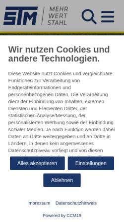 Vorschau der mobilen Webseite www.stm-stahl.de, STM-Stahl-Vertriebs GmbH