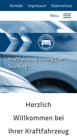 Vorschau der mobilen Webseite www.kfz-innung-trier.de, Kraftfahrzeug-Innung Trier-Saarburg