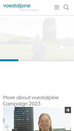 Vorschau der mobilen Webseite www.voestalpine.com, VOEST Alpine Stahl AG