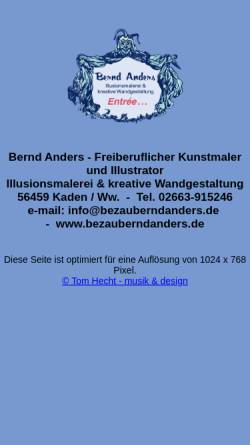 Vorschau der mobilen Webseite www.bezauberndanders.de, Bernd Anders - Illusionsmalerei und kreative Wandgestaltung