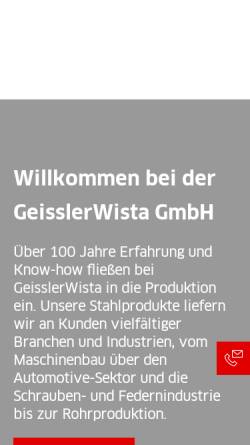 Vorschau der mobilen Webseite www.geisslerwista.de, WISTA Stahlhandel Witten GmbH