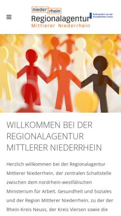 Vorschau der mobilen Webseite regionalagentur-mittlerer-niederrhein.de, Regionalagentur Mittlerer Niederrhein