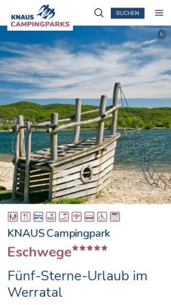 Vorschau der mobilen Webseite www.knauscamp.de, Knaus Campingpark Eschwege, Helmut Knaus KG