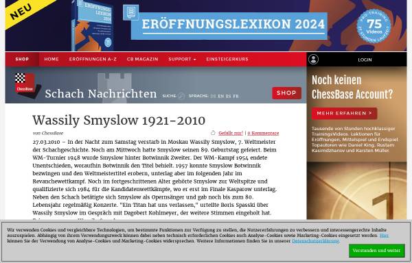 Vorschau von de.chessbase.com, In Memoriam Wassili Smyslow