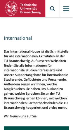 Vorschau der mobilen Webseite www.tu-braunschweig.de, International Office