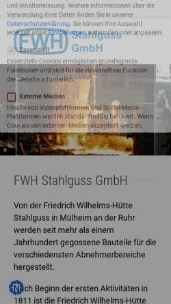 Vorschau der mobilen Webseite www.fwh.de, Friedrich Wilhelms-Hütte GmbH