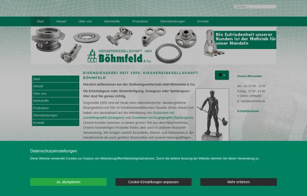 Vorschau von www.boehmfeld.de, Gießereigesellschaft mbH Böhmfeld & Co.