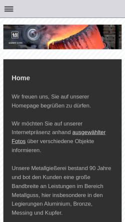 Vorschau der mobilen Webseite www.harms-guss.de, Harms Metallguss GmbH