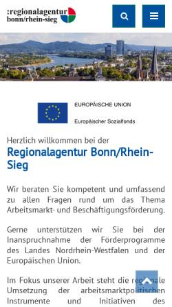 Vorschau der mobilen Webseite regionalagentur.net, Regionalagentur Bonn/Rhein-Sieg