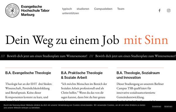 Vorschau von www.eh-tabor.de, Evangelische Hochschule Tabor