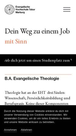 Vorschau der mobilen Webseite www.eh-tabor.de, Evangelische Hochschule Tabor