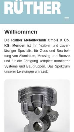 Vorschau der mobilen Webseite www.ruether-guss.de, Metallguss Rüther GmbH