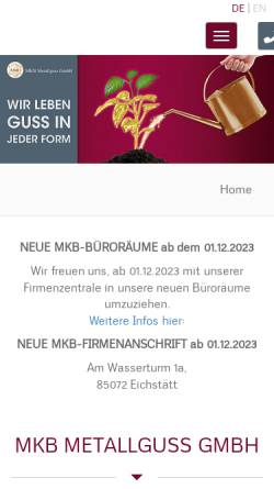 Vorschau der mobilen Webseite www.m-k-b.de, MKB Metallguss GmbH