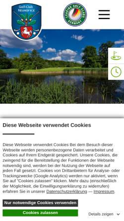 Vorschau der mobilen Webseite www.golfclubneuhof.de, Golfklub Neuhof e.V.
